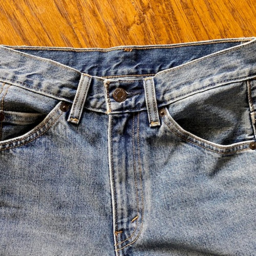 Levi’s Orange Tab Patchwork Cropped Raw Hem Strai… - image 3